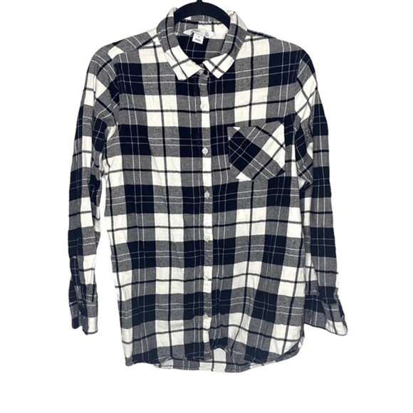 📦  Old Navy Plaid Button-Up Tunic Shirt - Size Medium - Picture 4 of 5